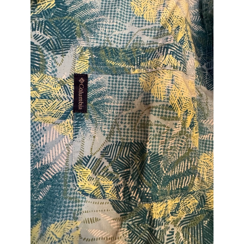Columbia Blue/Green Leaf Pattern Short Sleeve Size XL - Picture 4 of 7